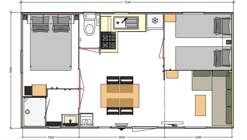 plan mobil-home Rideau à Thonon-les-Bains